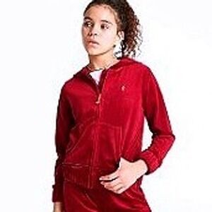Juicy Couture Girl's Plush Velour Full-zip Hoodie Christmas Red Size M